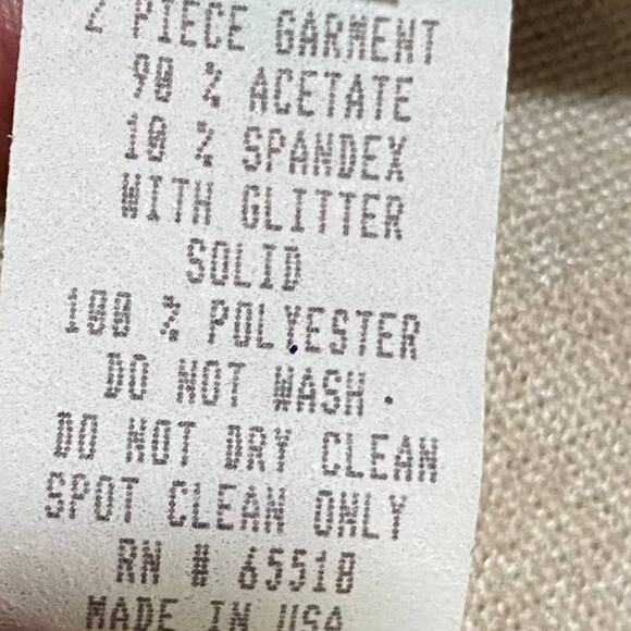 Vintage 2 Piece Jumpsuit Jacket Set Silky Silver Glitter Bodice Flowy Womens 8 - Picture 14 of 14